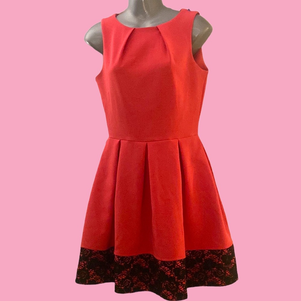 Beautiful hot pink with black lace dress